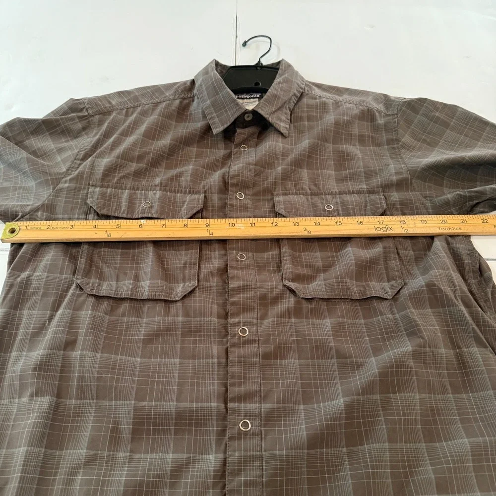 Patagonia Mens Brown Plaid Short Sleeve Snap Front Shirt 54070SS Size M - Picture 4 of 9